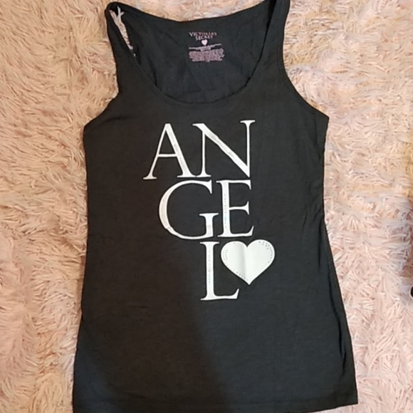 Victoria's Secret Tops - Victoria's secret vs angel gray white tank top